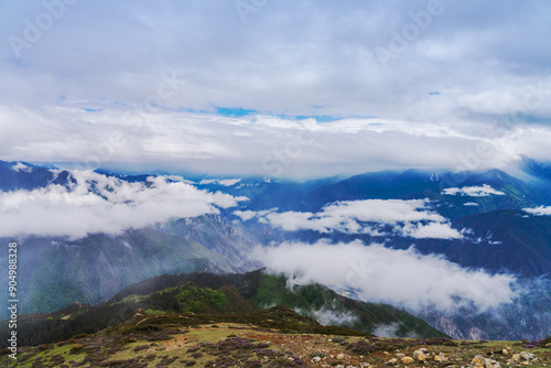 Natural beauty of forests and mountains in the Xizang Plateau of China