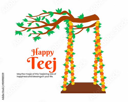 Indian festival happy haryali teej and hartalika teej jhula 