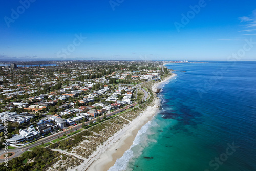 Aerial view of north Cottesloe coastline and suburb in Perth photo