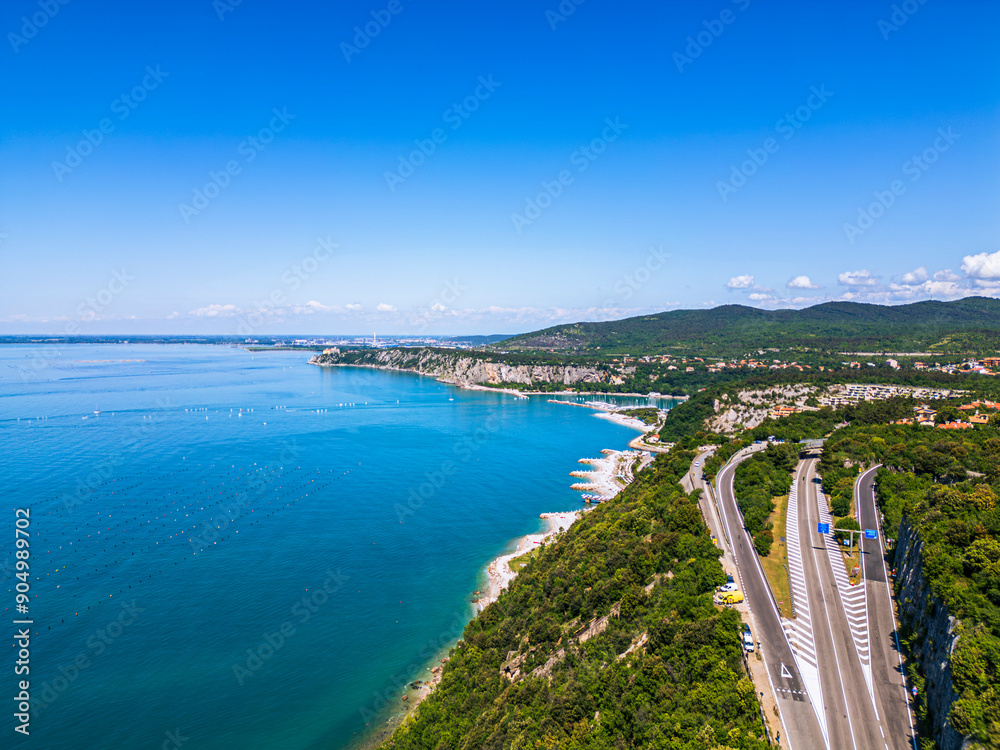 Obraz premium Between Duino Castle and Sistiana Bay. A wonder of the upper Adriatic coast.