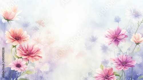 flores pintadas en acuarela sobre fondo blanco con textura