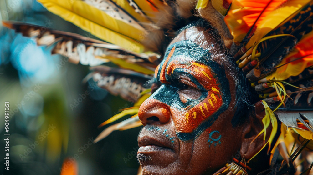 Vivid and detailed imagery capturing the essence of traditional indigenous culture, featuring people adorned in vibrant, authentic attire and elaborate headgear. The images showcase a rich cultural Vivid and detailed imagery capturing the essence of traditional indigenous culture, featuring people adorned in vibrant, authentic attire and elaborate headgear. The images showcase a rich cultural