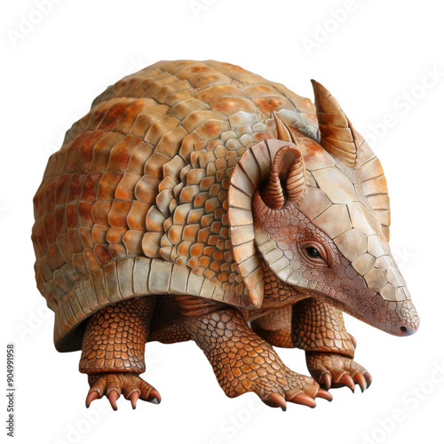 a Armadillo is isolated on white background. photo