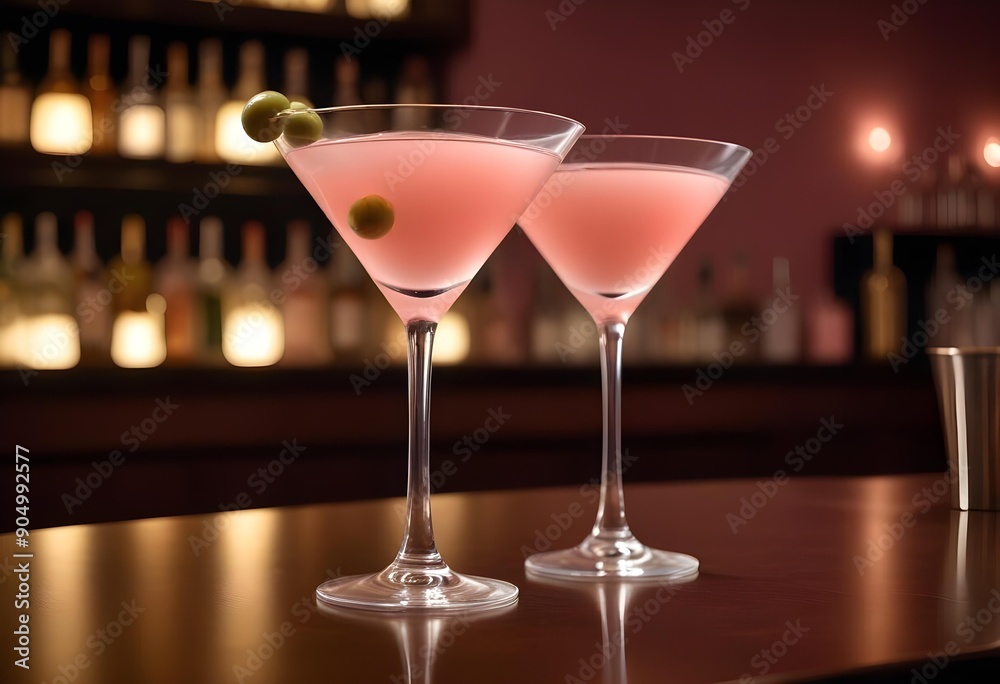 Elegant, luxurious cocktail with olives served in a restaurant Elegant, luxurious cocktail with olives served in a restaurant