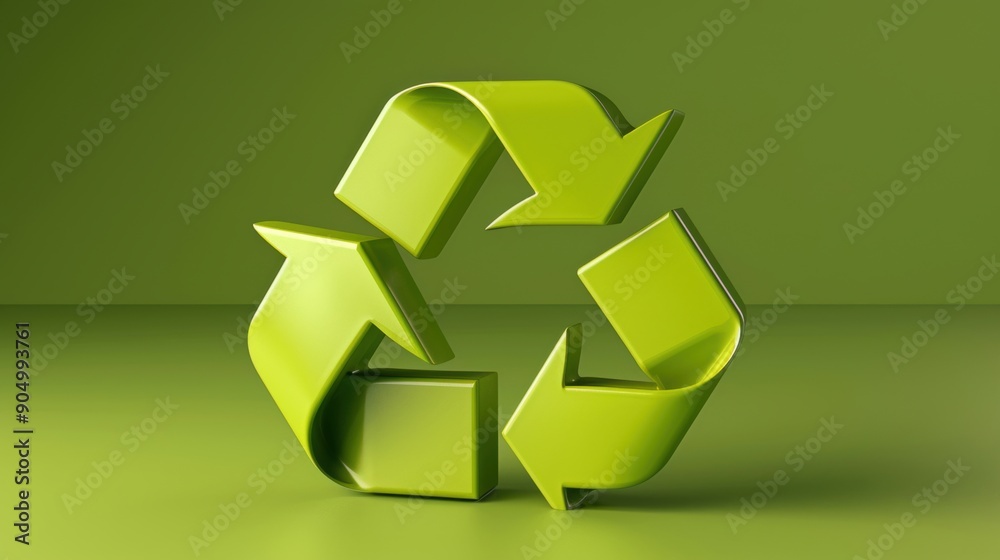 A green recycling symbol on a green background, emphasizing environmental sustainability and eco-friendly practices A green recycling symbol on a green background, emphasizing environmental sustainability and eco-friendly practices