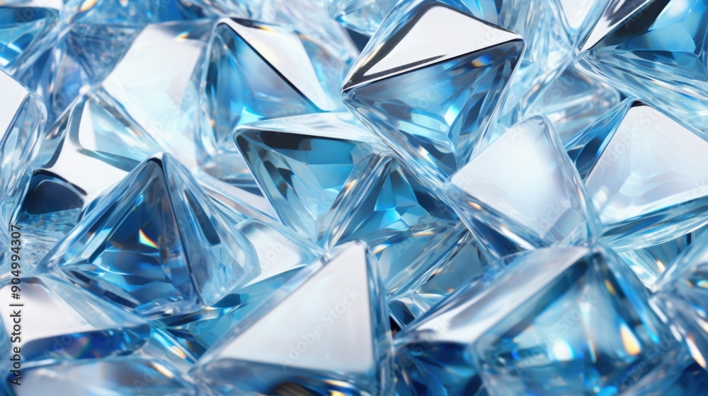 A captivating abstract background featuring transparent blue glass triangles with a gradient effect A captivating abstract background featuring transparent blue glass triangles with a gradient effect