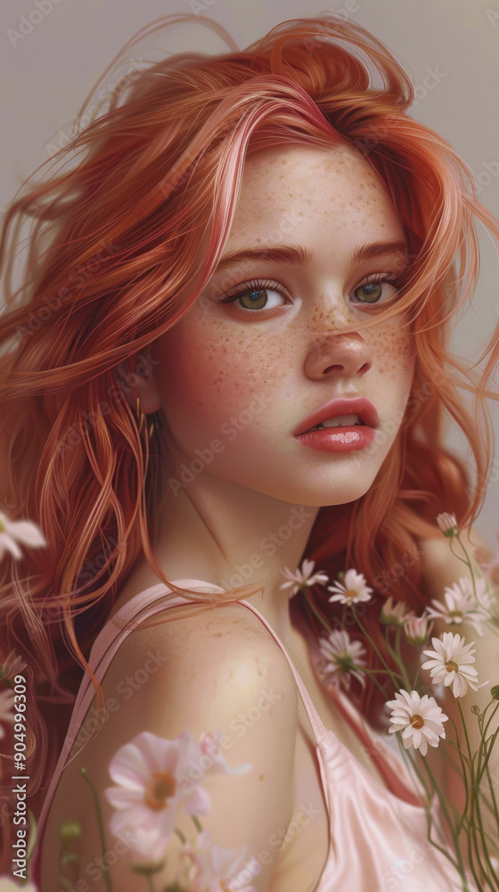 Naklejka premium young beautiful girls. a young girl. An innocent girl. International Girls' Day