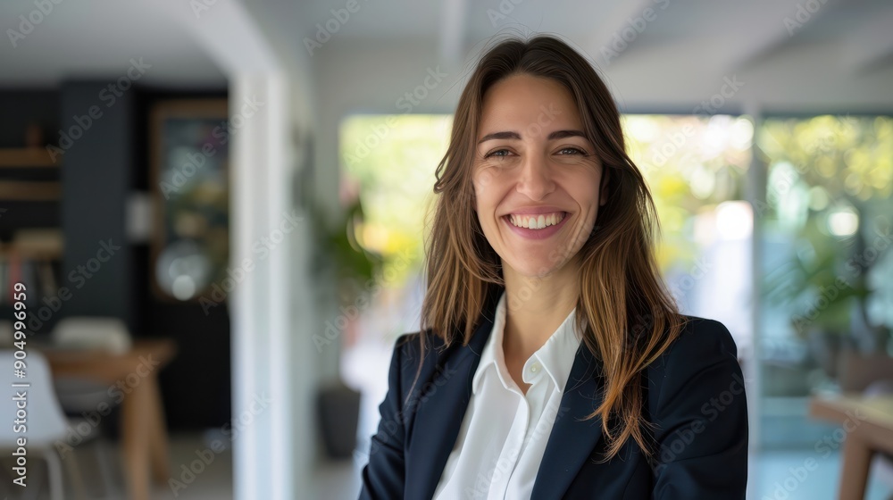 Portrait of happy female real estate agent Generative AI Portrait of happy female real estate agent Generative AI