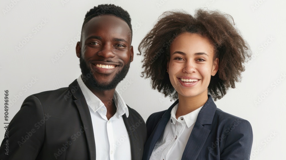 Portrait of happy multi ethnic business couple posing Portrait of happy multi ethnic business couple posing
