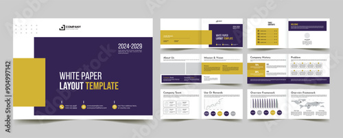 corporate business white paper landscape portfolio design booklet vector & catalog design layout template