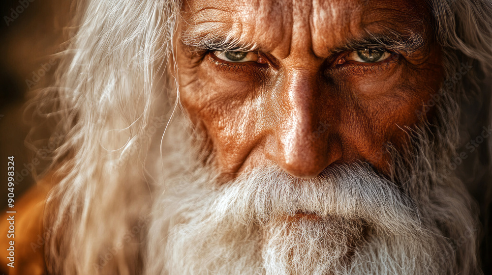 Portrait of an old man with a long white beard, Portrait of an old man with a long white beard,