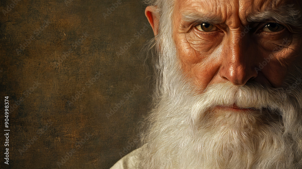 Obraz premium Portrait of an old man with a long white beard, 