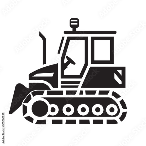 STEER LOADER ON TRACKS in cartoon, doodle style . Image for t-shirt, web, mobile apps and ui. Isolated 2d vector illustration in logo, icon, sketch style, Eps 10, black and white. AI Generative