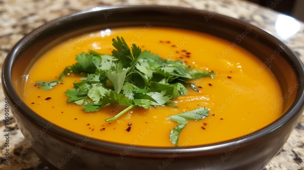 Vibrant Butternut Squash Soup with Fresh Parsley Garnish Vibrant Butternut Squash Soup with Fresh Parsley Garnish