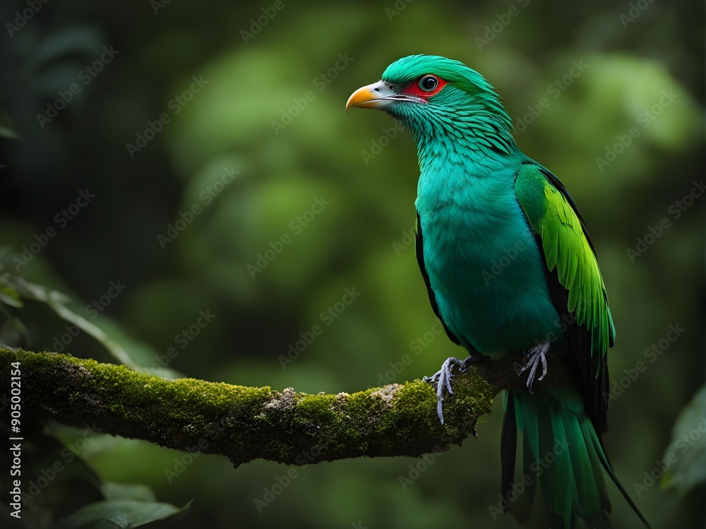 Resplendent quetzal bird on a deep dark background, showcasing vibrant colors and elegance, background cutout Resplendent quetzal bird on a deep dark background, showcasing vibrant colors and elegance, background cutout