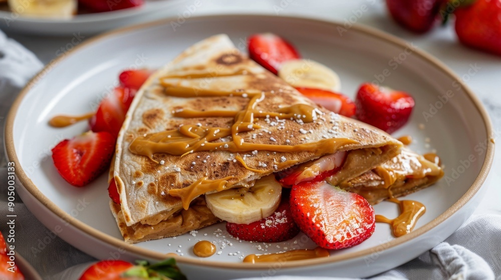 Delectable Strawberry Banana Crepe. Peanut Butter, Strawberry and Banana Quesadillas Delectable Strawberry Banana Crepe. Peanut Butter, Strawberry and Banana Quesadillas