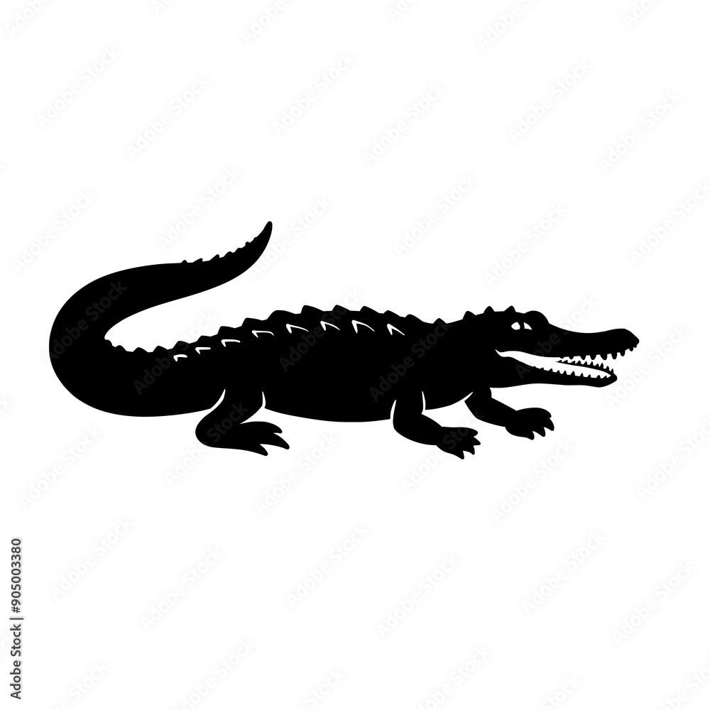 Naklejka premium Crocodile Black Silhouette Vector Art Illustration