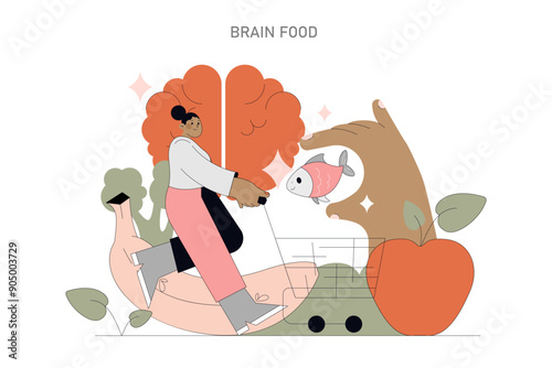 Nutrition And Mental Health. Flat Vector Illustration