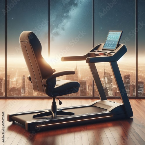 163 22 A chair and a treadmill blended into a fitness furniture photo