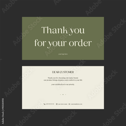 Thankyou card design minimal and luxury style. Insert product card