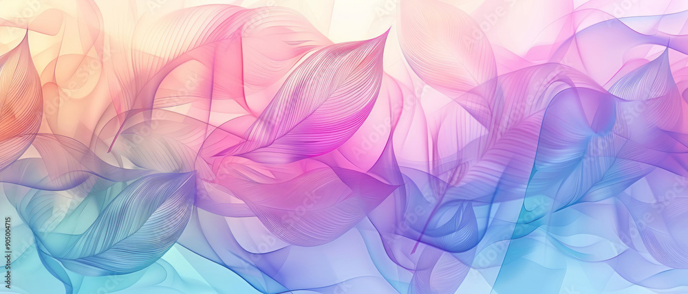 An abstract background with leaves and waves in a light gradient, combining natural elements and harmonious composition. An abstract background with leaves and waves in a light gradient, combining natural elements and harmonious composition.