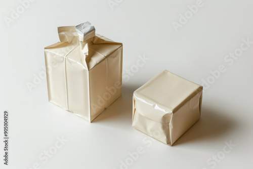 Elegant Wrapped Gift Boxes on Neutral Background