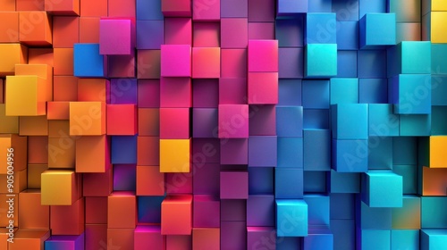 Colorful blocks aligned. Wide format. Hand edited generative AI.