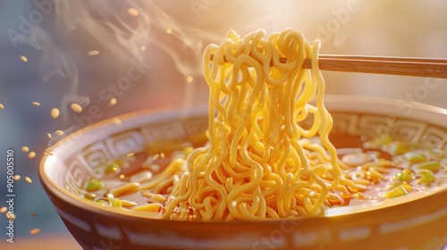 Delicious ramen noodles food background photo