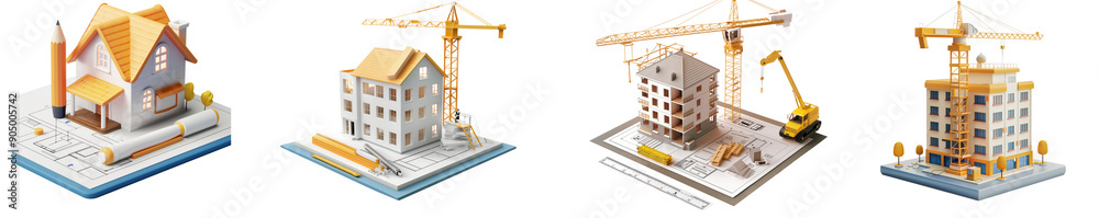 3D Building Permit, on isolated transparent background 3D Building Permit, on isolated transparent background