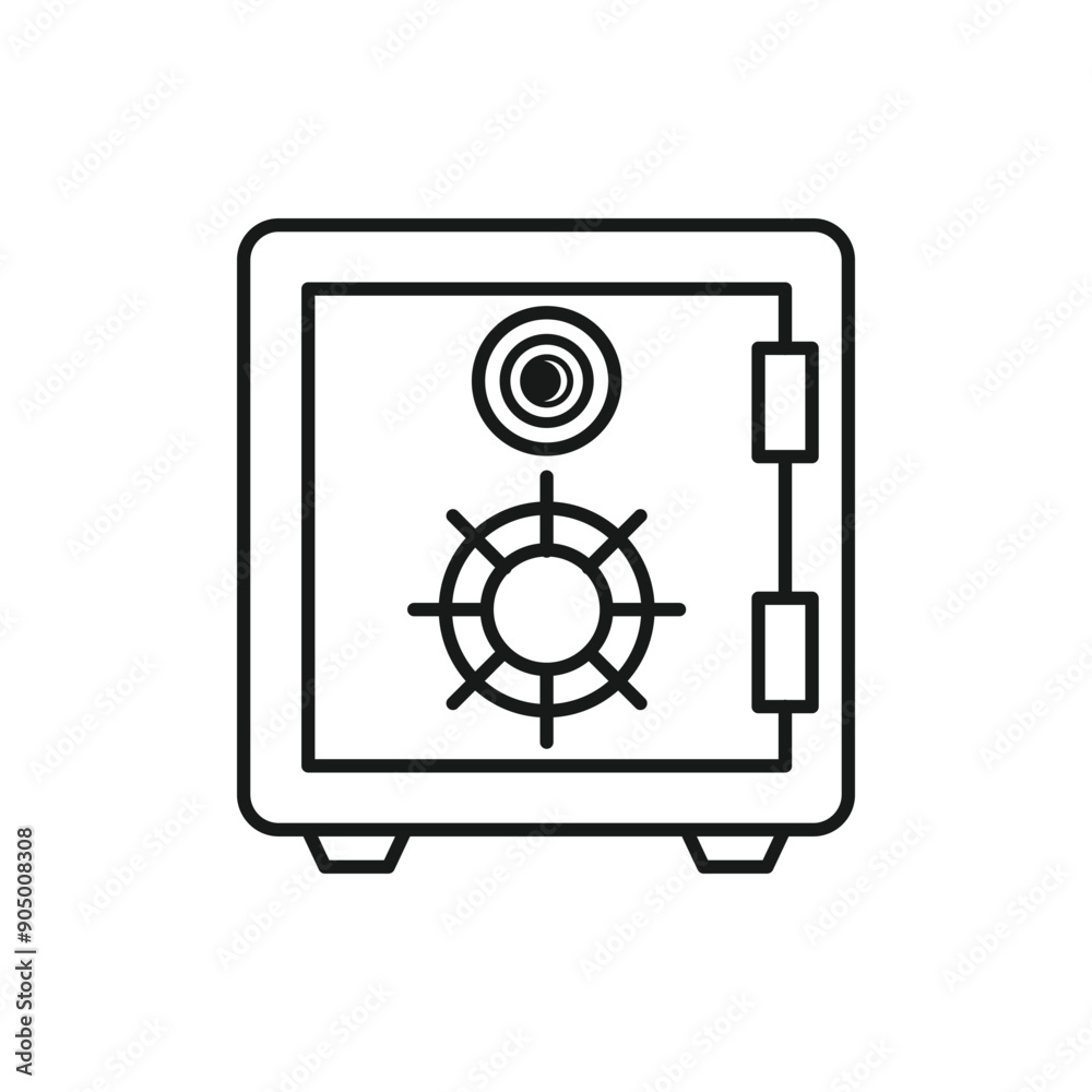 Bank safe box icon. Outline symbol closed safe. Vault pictogram. Vector illustration.Web Bank safe box icon. Outline symbol closed safe. Vault pictogram. Vector illustration.Web