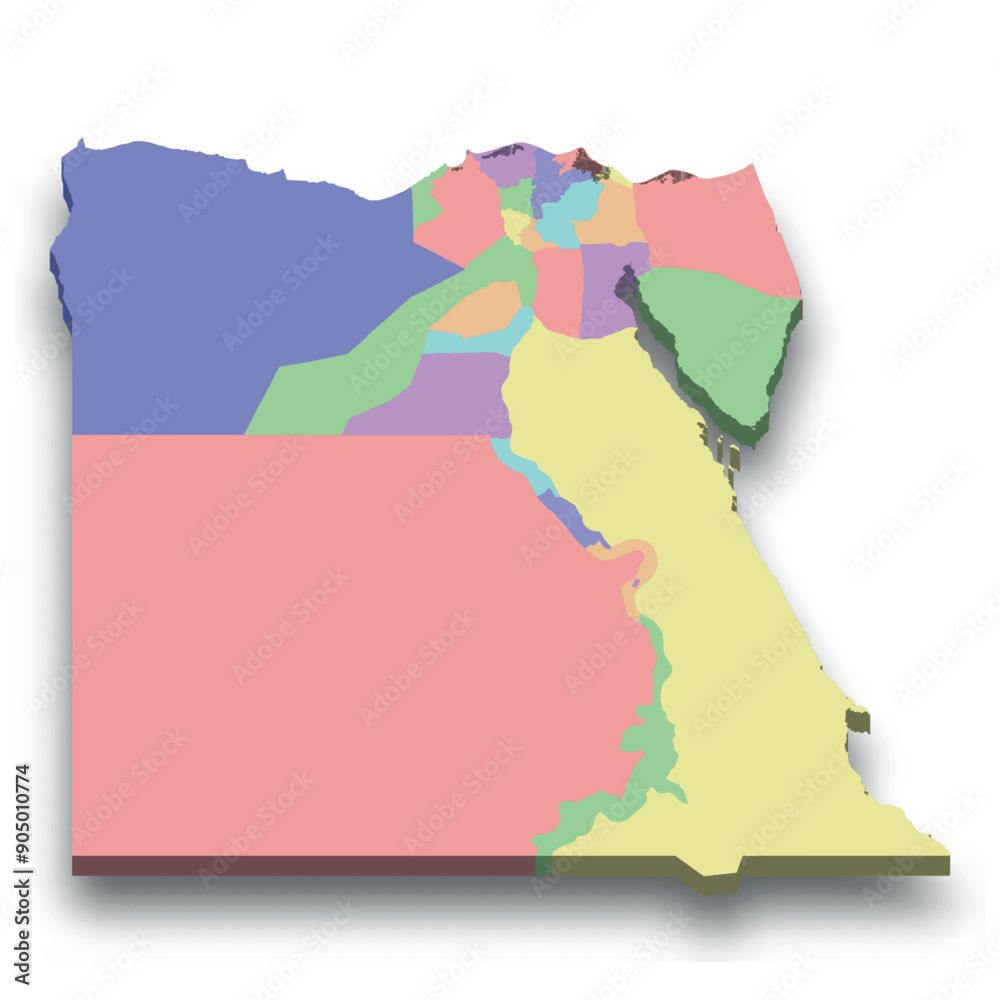 Obraz premium 3d isometric colored map of Egypt