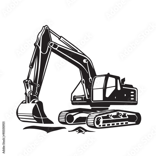 MINI EXCAVATOR in cartoon, doodle style . Image for t-shirt, web, mobile apps and ui. Isolated 2d vector illustration in logo, icon, sketch style, Eps 10, black and white. AI Generative