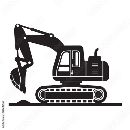 MINI EXCAVATOR in cartoon, doodle style . Image for t-shirt, web, mobile apps and ui. Isolated 2d vector illustration in logo, icon, sketch style, Eps 10, black and white. AI Generative