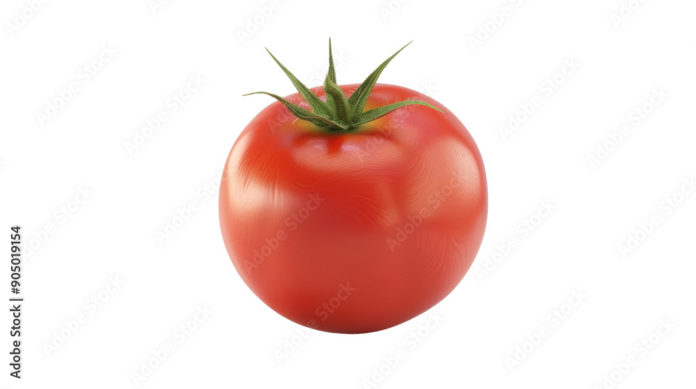 A red tomato with a green stem A red tomato with a green stem