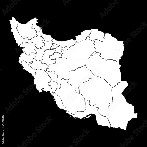 Iran map with administrative divisions. Vector illustration.