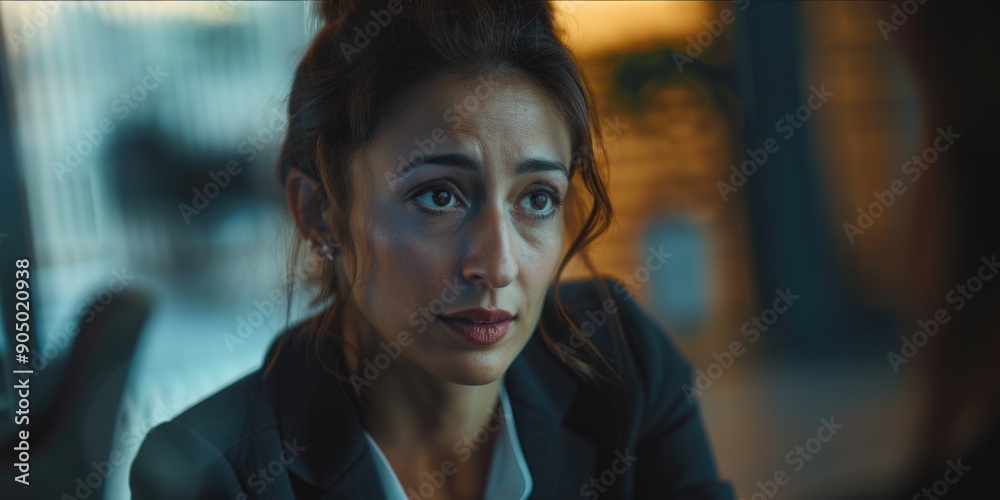 Obraz premium A professional woman dressed in a business suit looking directly at the camera