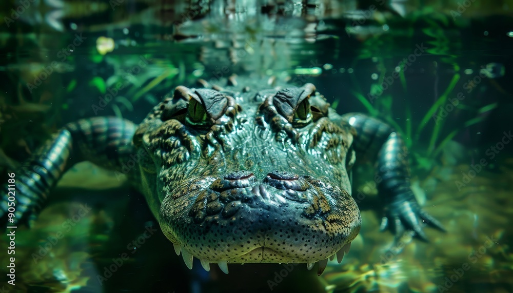 Fototapeta premium Majestic predator capturing the power and beauty of the crocodile in its aquatic environment