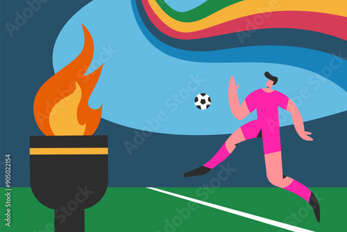 Sport Games 2024. Olympic stadium. Flat vector illustration. 