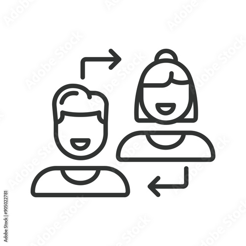 Couple therapy, in line design. Relationship, marriage therapy, couples counseling, relationship support, marital therapy, session on white background vector. Couple therapy editable stroke icon.
