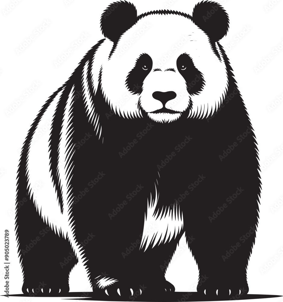 Panda Silhouette isolated on white background Minimalist panda flat vector shape icon Panda Silhouette isolated on white background Minimalist panda flat vector shape icon