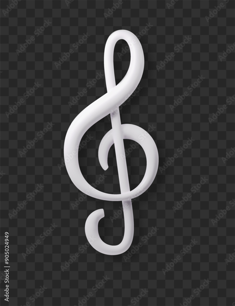 Obraz premium Treble clef vector icon isolated. Realistic white 3d vector.