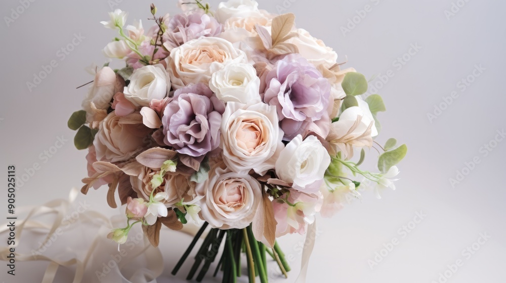 Beautiful wedding bouquet with fresh white flowers. Neural network ai generated art Beautiful wedding bouquet with fresh white flowers. Neural network ai generated art