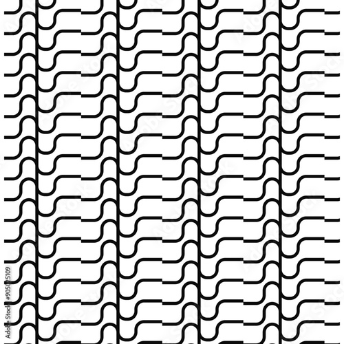 black and white seamless vector pattern design with modern geometric elements