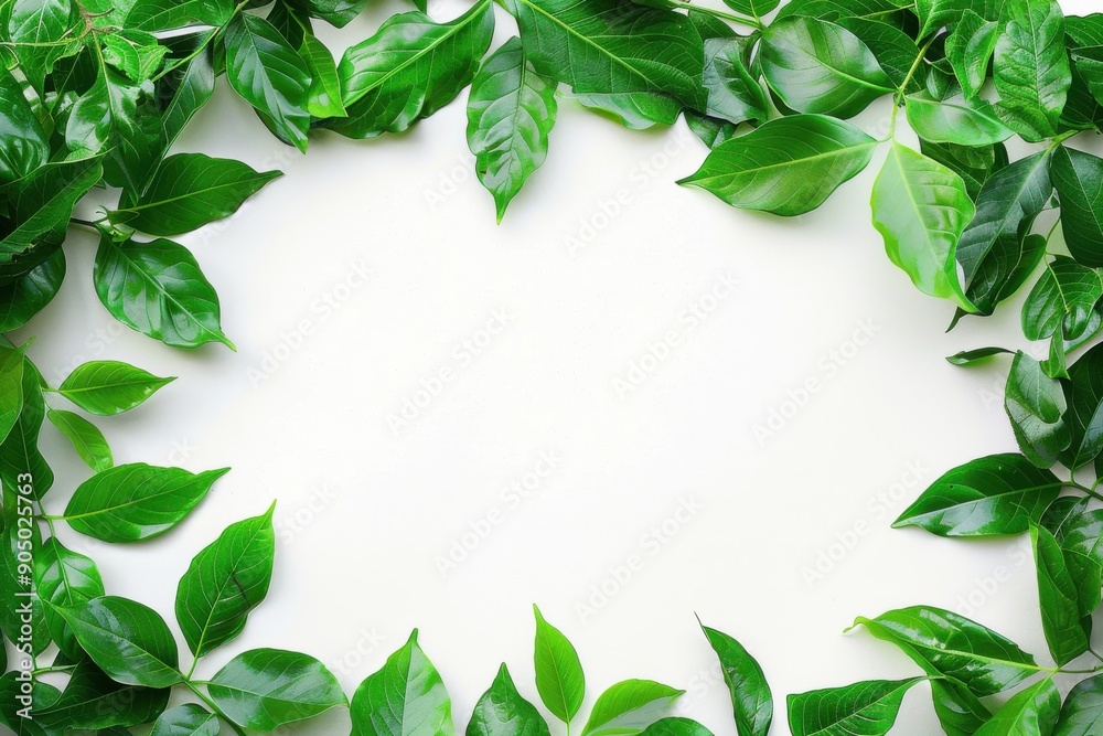 Green Border. Frame of Leaves for Spring Bulletin Board with Invitation Text Space Green Border. Frame of Leaves for Spring Bulletin Board with Invitation Text Space