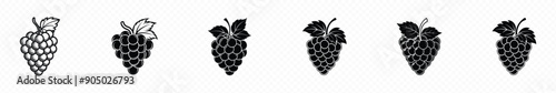 Grapes icon. Bunch of purple grapes with stem and leaf. Grape Icon Food Fruits, bunches of grapes icons, simple modern grape logo design, Grape icon. Grape flat sign design