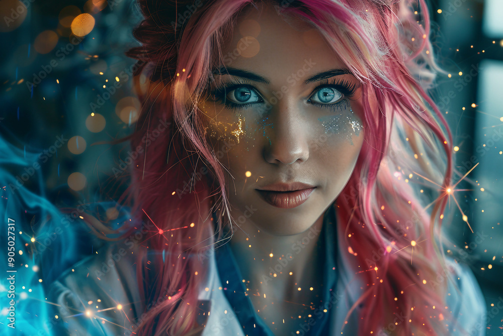 Mad crazy funky scientist in his laboratory with messy hair making research, Generative AI Mad crazy funky scientist in his laboratory with messy hair making research, Generative AI