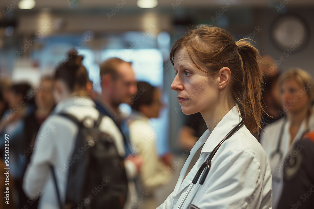Doctor in a white coat consulting a patient in a medical clinic Ai generative illustration Doctor in a white coat consulting a patient in a medical clinic Ai generative illustration