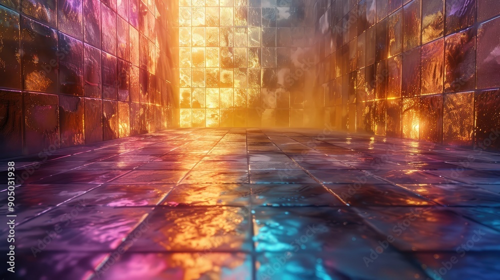 Fototapeta premium Holographic tiles with light shifting effects