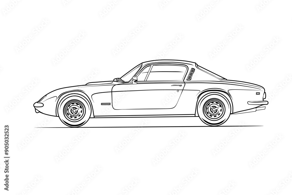 Fototapeta premium Hand-drawn vector image of a car. Perfect for illustration of articles on car topics, presentations, template design, interior decor, offices, salons, garages, rooms.