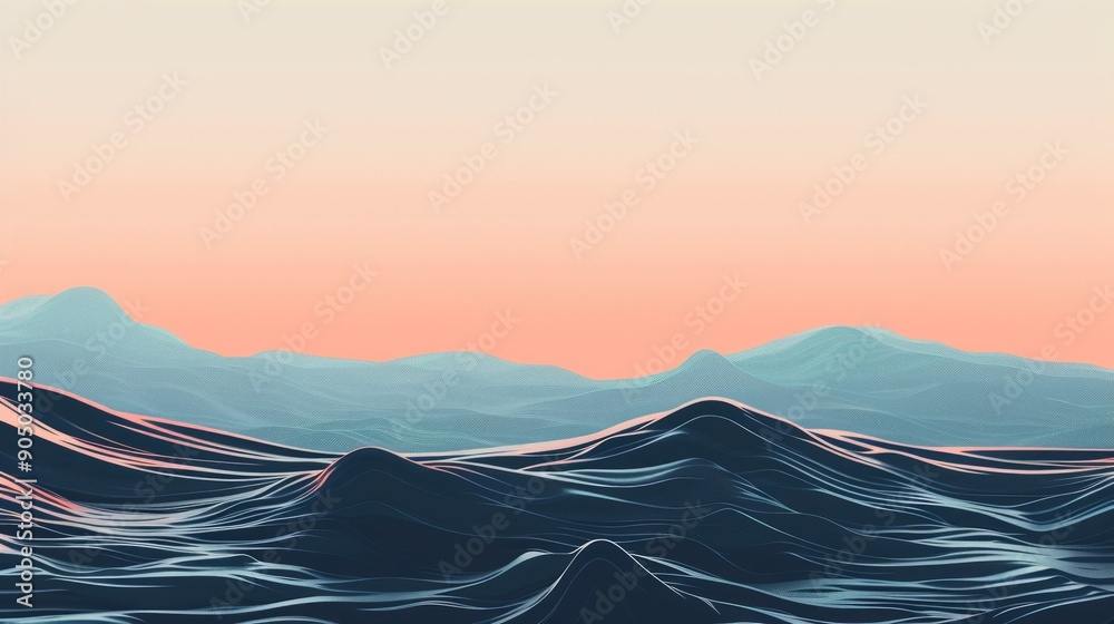 minimalist illustration of a waves landscape minimalist illustration of a waves landscape